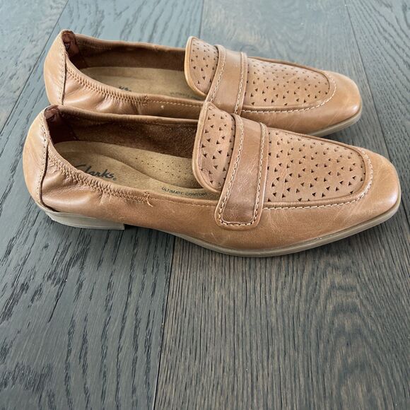 Brown womens loafters Clarks Lyrical Way Light Brown 7 1/2 US - Picture 3 of 6